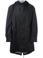 Junya Watanabe Comme Des Garçons Man Hooded Coat, Men's, Size: Large, Black, Nylon/sheep Skin/shearling