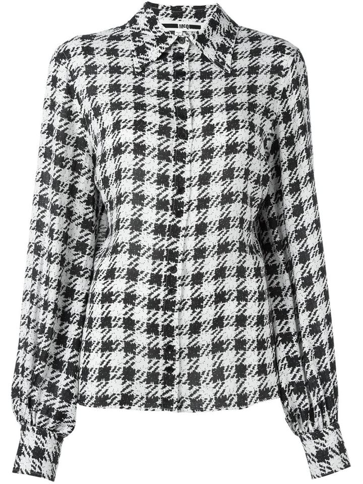Mcq Alexander Mcqueen Houndstooth Print Shirt, Women's, Size: 42, Black, Viscose/virgin Wool