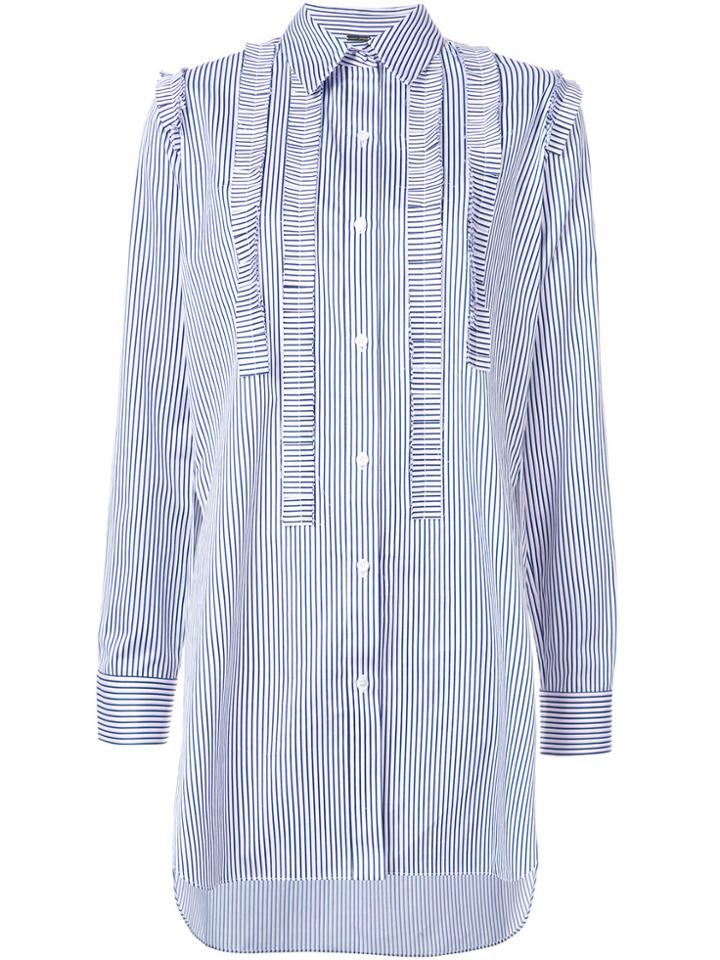 Adam Lippes Ruffle-trimmed Stiped Shirt - Blue