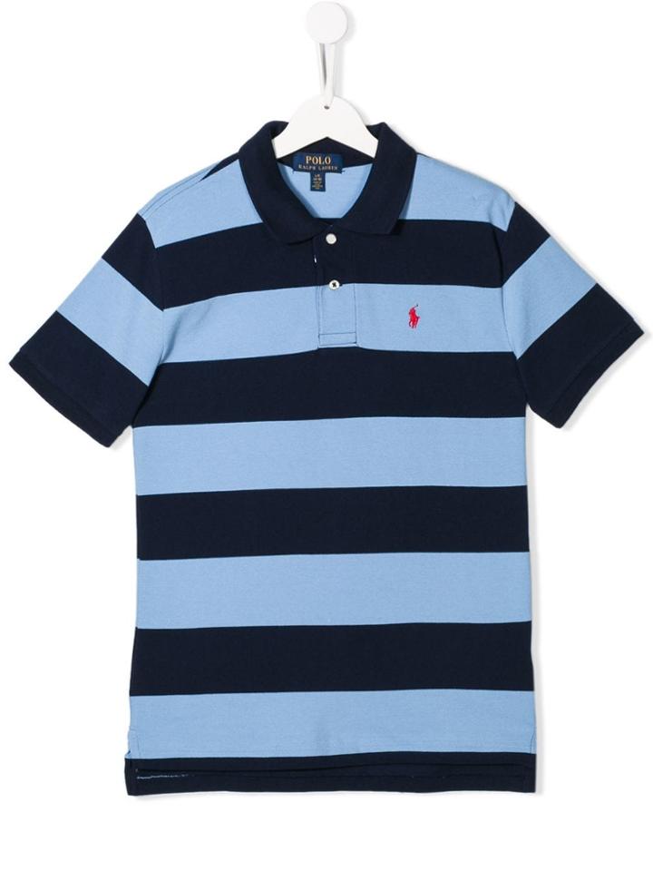 Ralph Lauren Kids Logo Striped Polo Shirt - Blue