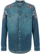 Roberto Cavalli - Patch Embellished Denim Shirt - Men - Cotton/viscose - 54, Blue, Cotton/viscose