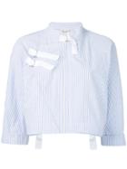 Sea Pinstripe Cropped Jacket - White