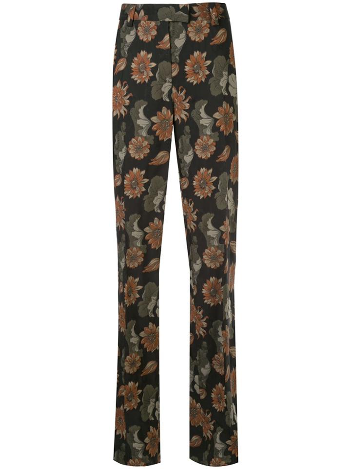 Salvatore Ferragamo Toni Floral Print Trousers - Black