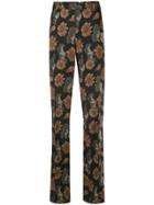 Salvatore Ferragamo Toni Floral Print Trousers - Black