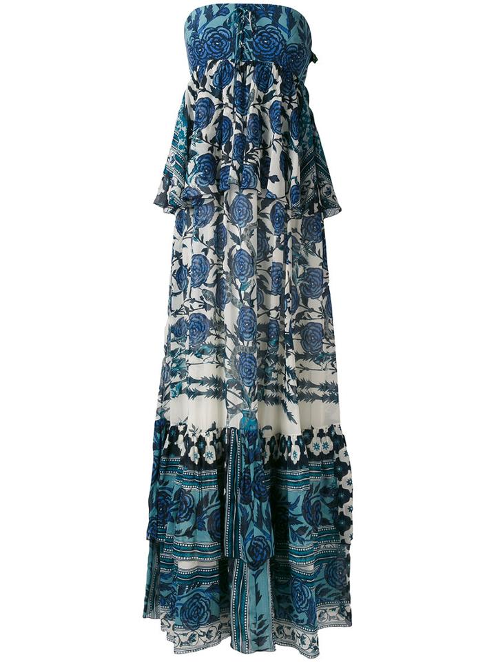 Roberto Cavalli - Floral Print Maxi Dress - Women - Silk - 42, Blue, Silk
