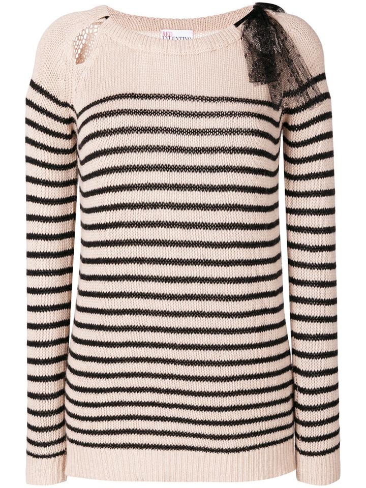 Red Valentino - Striped Jumper - Women - Viscose/angora/cashmere/wool - S, Black, Viscose/angora/cashmere/wool