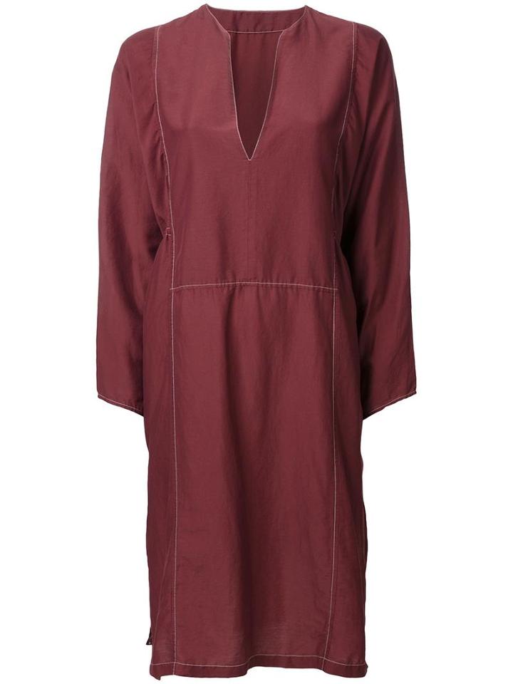 H Beauty & Youth V Neck Tunic Dress, Women's, Red, Silk/cotton