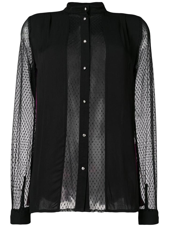 Just Cavalli Pleated Back Mandarin Shirt - Black