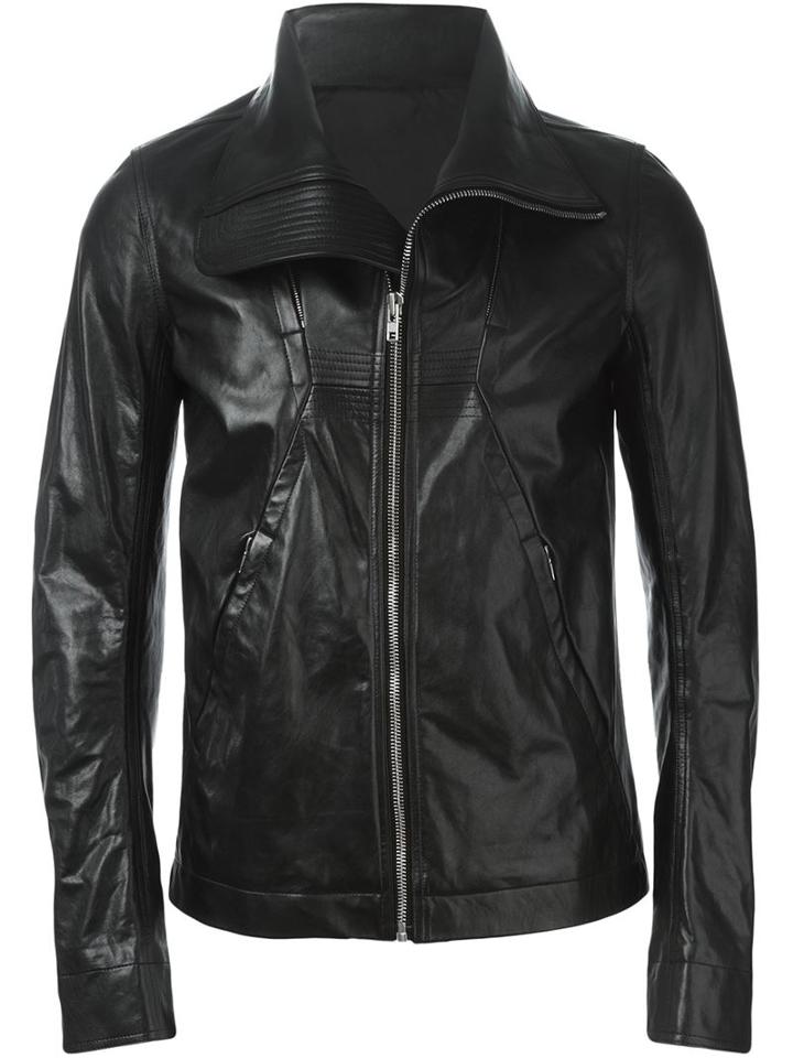 Rick Owens Zipped Jacket, Men's, Size: 54, Black, Cotton/cupro/calf Leather/viscose