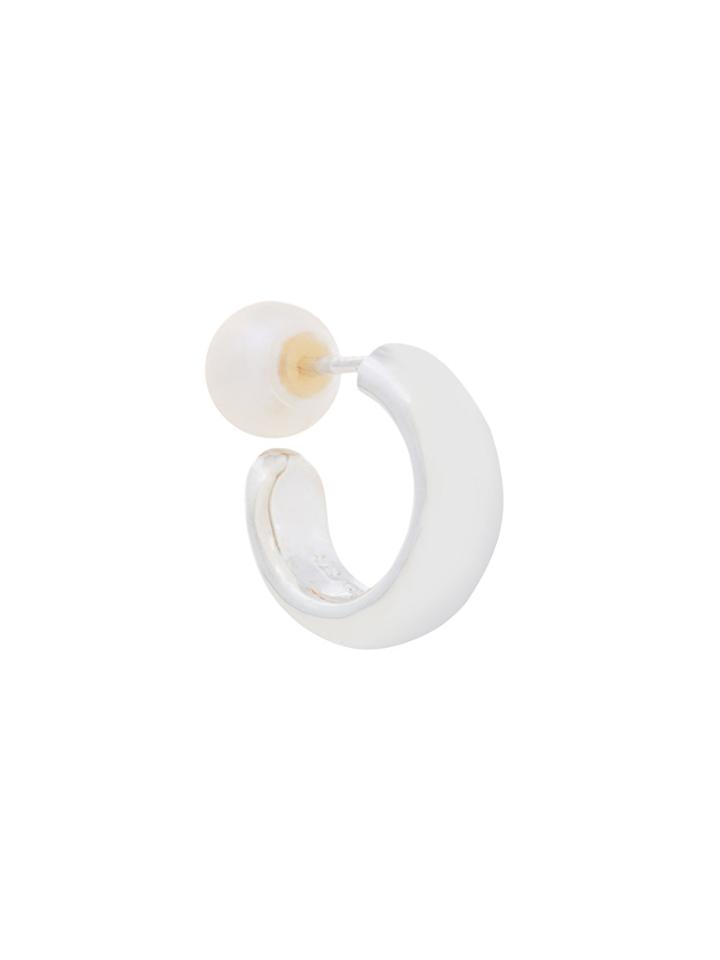 E.m. Single Pearl Hoop Earring - Metallic