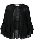 Fuzzi Sheer Cape Jacket - Black