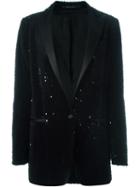 Tagliatore Sequin Tuxedo Blazer, Women's, Size: 40, Black, Polyester/cupro