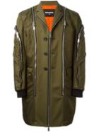 Dsquared2 Zip Detail Military Jacket, Men's, Size: 48, Green, Cotton/polyamide/virgin Wool