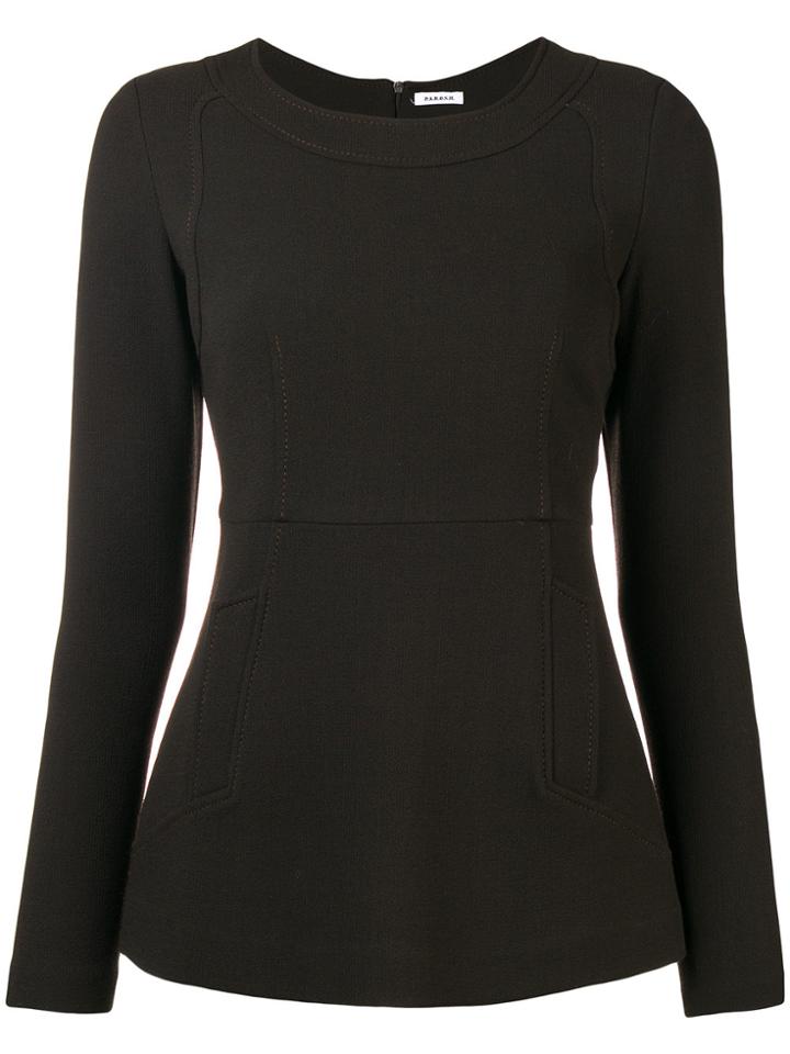 P.a.r.o.s.h. Fitted Long Sleeve Blouse - Brown