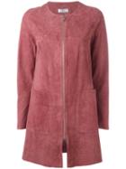 Desa 1972 - Round Neck Jacket - Women - Suede - 42, Women's, Pink/purple, Suede