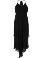 Jay Ahr Handkerchief Maxi Dress, Women's, Size: 40, Black, Silk/cotton/polyester