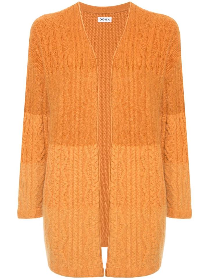 Coohem Open-front Fitted Cardigan - Yellow