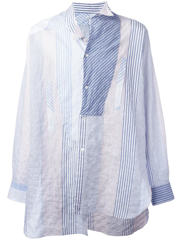 Loewe Deconstructed Striped Shirt, Men's, Size: Medium, Blue, Cotton/polyurethane