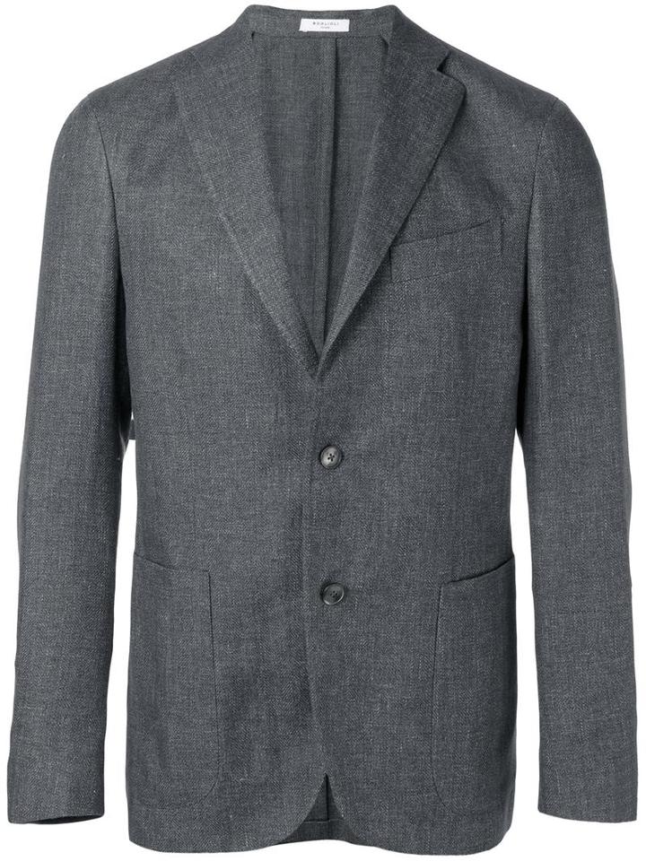 Boglioli Classic Blazer, Men's, Size: 50, Grey, Linen/flax/virgin Wool/cupro