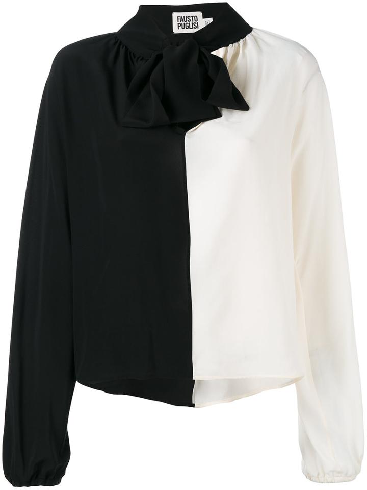 Fausto Puglisi - Contrast Pussy Bow Blouse - Women - Silk - 42, Black, Silk