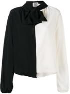 Fausto Puglisi - Contrast Pussy Bow Blouse - Women - Silk - 42, Black, Silk