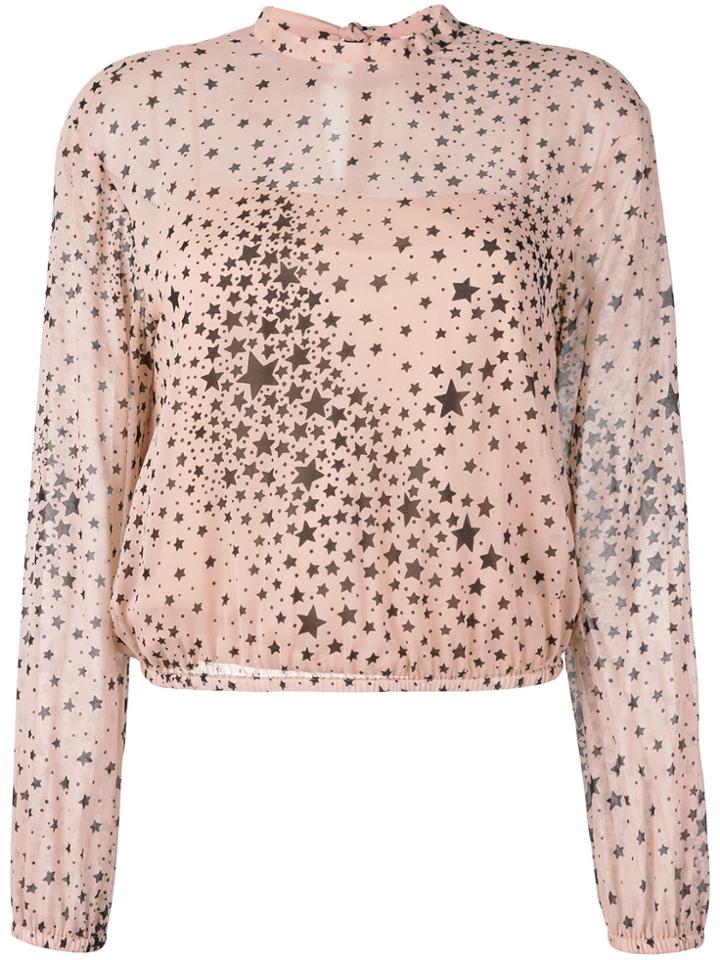 Red Valentino Stars Print Semi-sheer Blouse - Pink & Purple