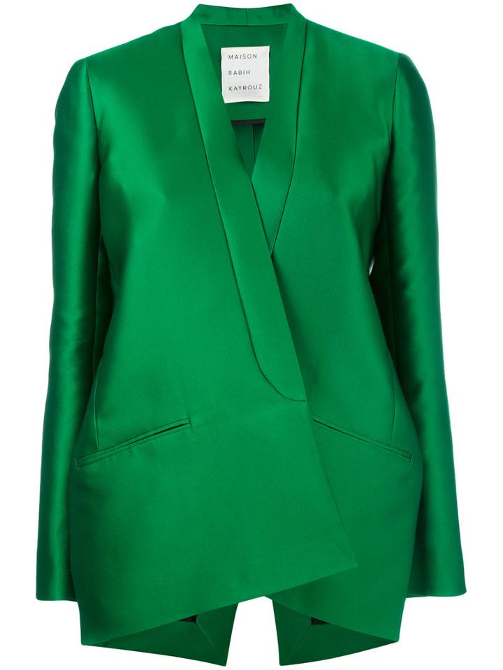 Maison Rabih Kayrouz Large Blazer, Size: 38, Green, Acetate/cupro/polyester/silk
