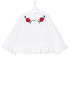Gaelle Paris Kids Rose Embroidered Blouse - White