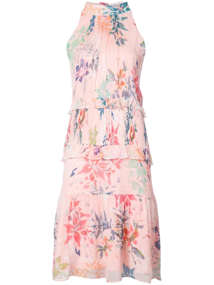 Nicole Miller Halterneck Floral Print Dress - Pink & Purple