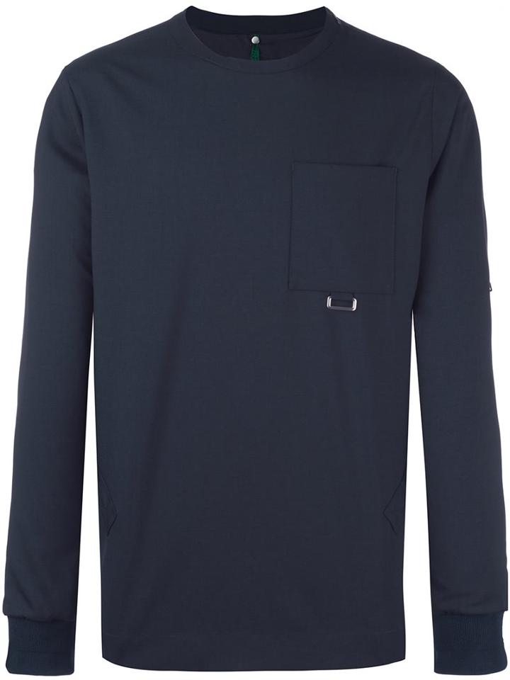 Oamc Buckle Detailing Pocket Sweatshirt, Men's, Size: Medium, Blue, Polyamide/spandex/elastane/cupro/virgin Wool