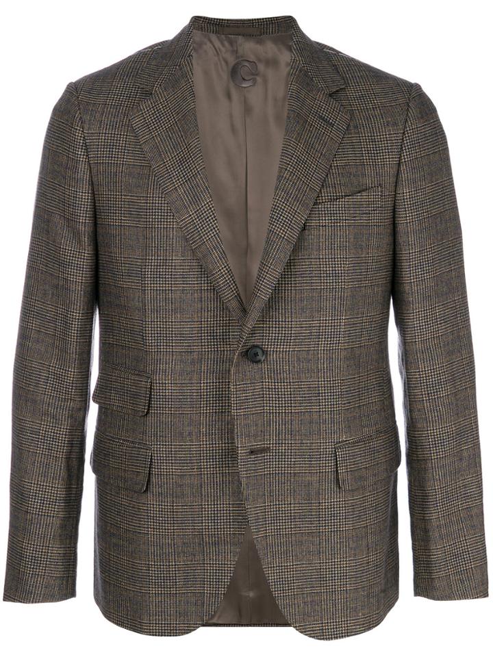 Caruso Formal Check Blazer - Brown