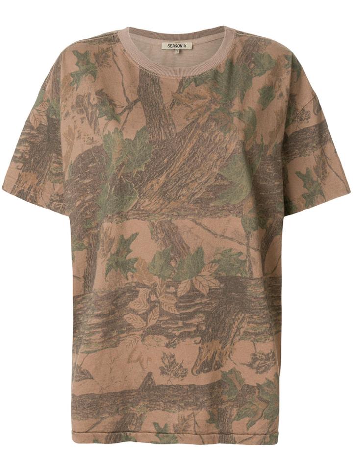 Yeezy Leaf Print Oversized T-shirt - Brown