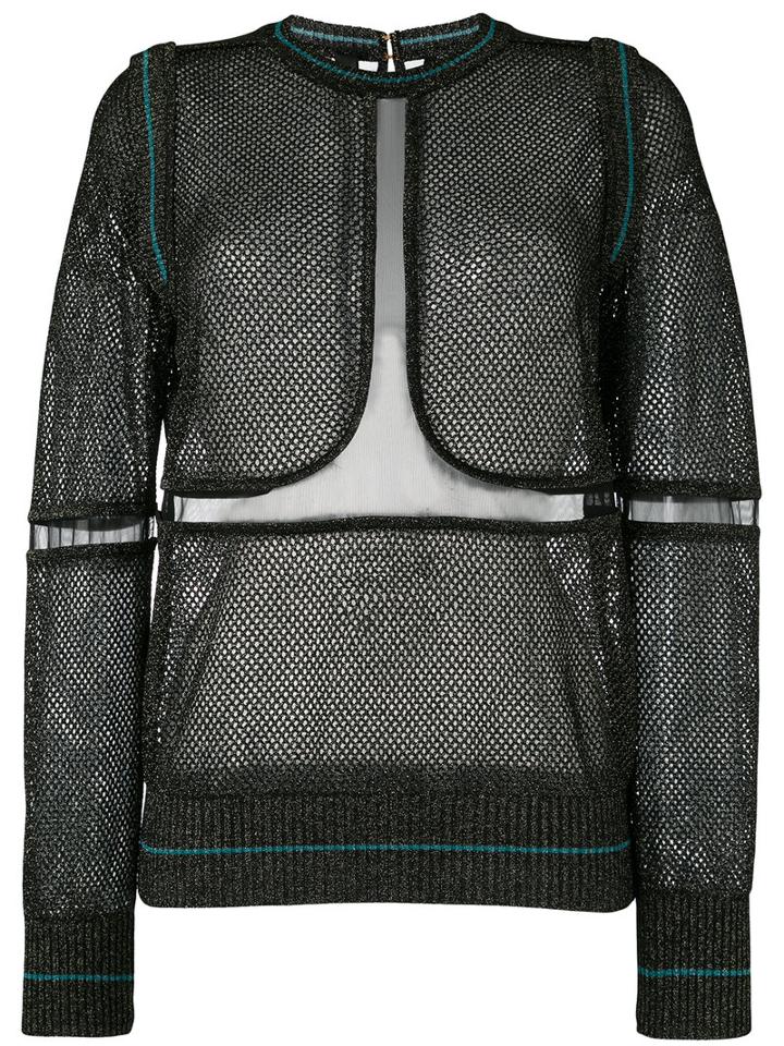 Elie Saab - Mesh Sweatshirt - Women - Polyester/viscose - 40, Black, Polyester/viscose