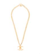 Chanel Vintage Turnlock Cc Plate Necklace - Metallic