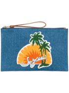 See By Chloé - Sunset And Palm Clutch Bag - Women - Cotton - One Size, Blue, Cotton