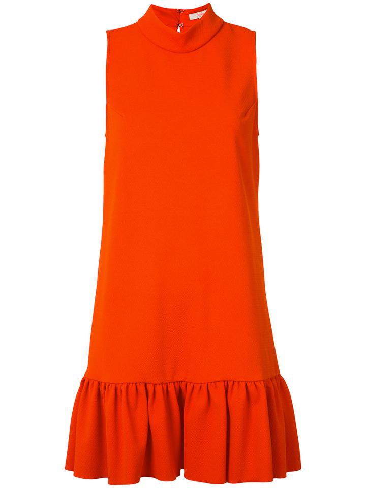 Trina Turk High Neck Frill Dress, Women's, Size: Large, Red, Polyester/spandex/elastane
