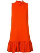 Trina Turk High Neck Frill Dress, Women's, Size: Large, Red, Polyester/spandex/elastane