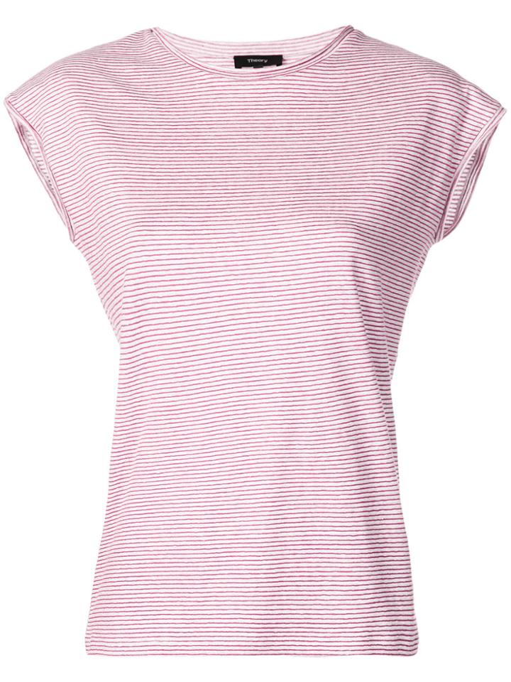 Theory Linen Striped T-shirt - Red