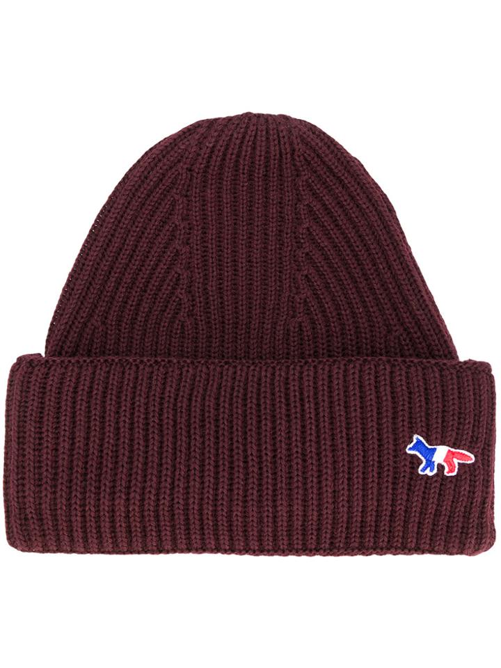 Maison Kitsuné Logo Patch Beanie - Pink & Purple