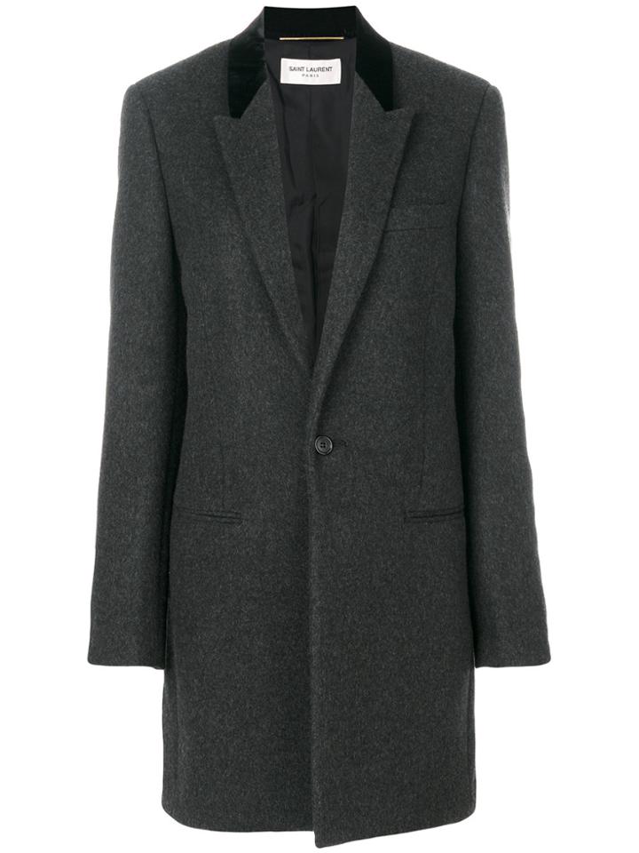 Saint Laurent Single Breasted Coat - Grey
