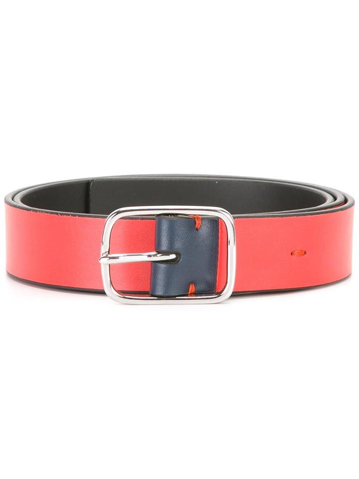 Paul Smith Silver-tone Hardware Belt, Men's, Size: 90, Red, Calf Leather/pewter