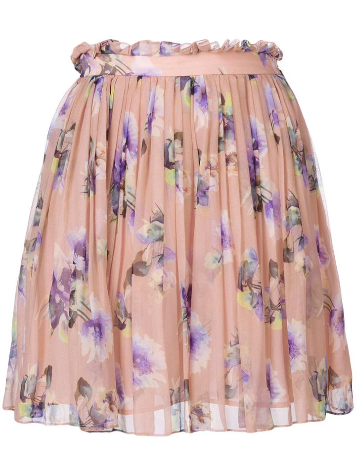 Msgm - Floral Print Skirt - Women - Silk/polyester - 42, Pink/purple, Silk/polyester