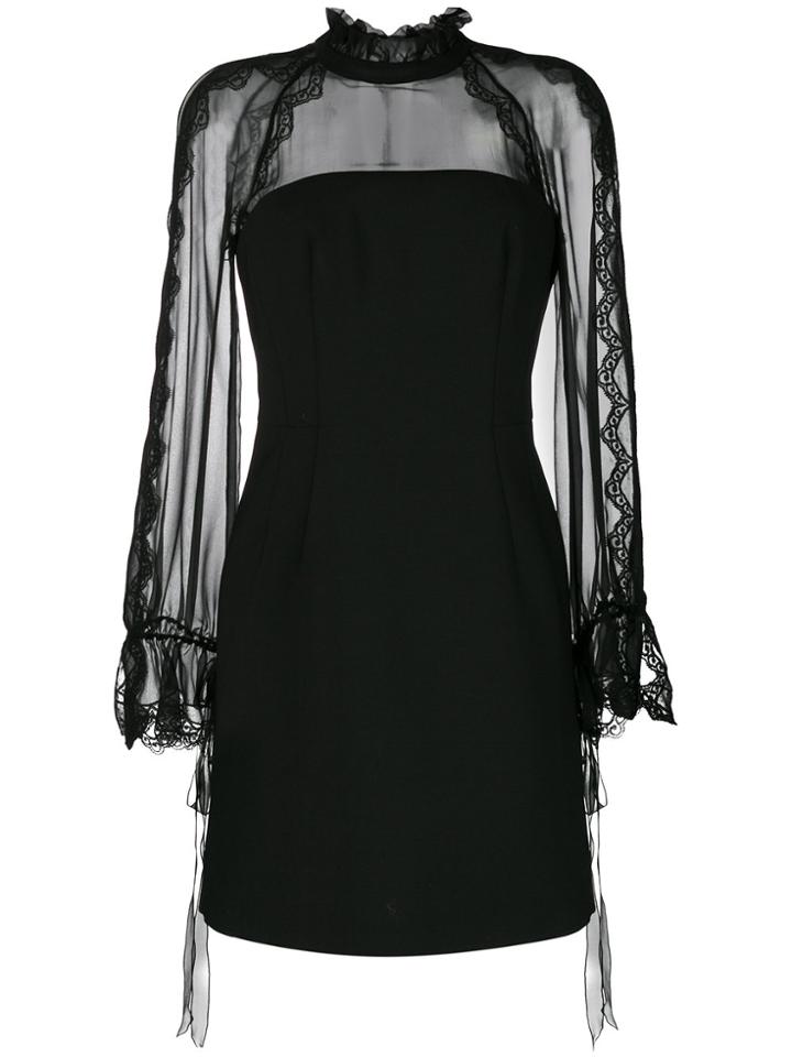 Alberta Ferretti Sheer Sleeve Mini Dress - Black