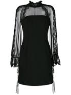 Alberta Ferretti Sheer Sleeve Mini Dress - Black