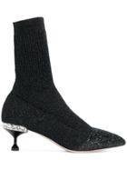 Miu Miu Sock Knit Boots - Black