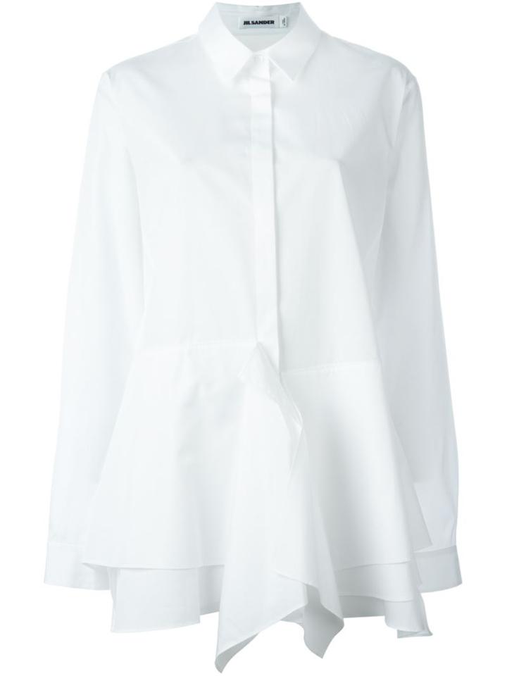 Jil Sander - Ruffle Hem Detail Shirt - Women - Cotton - 38, White, Cotton