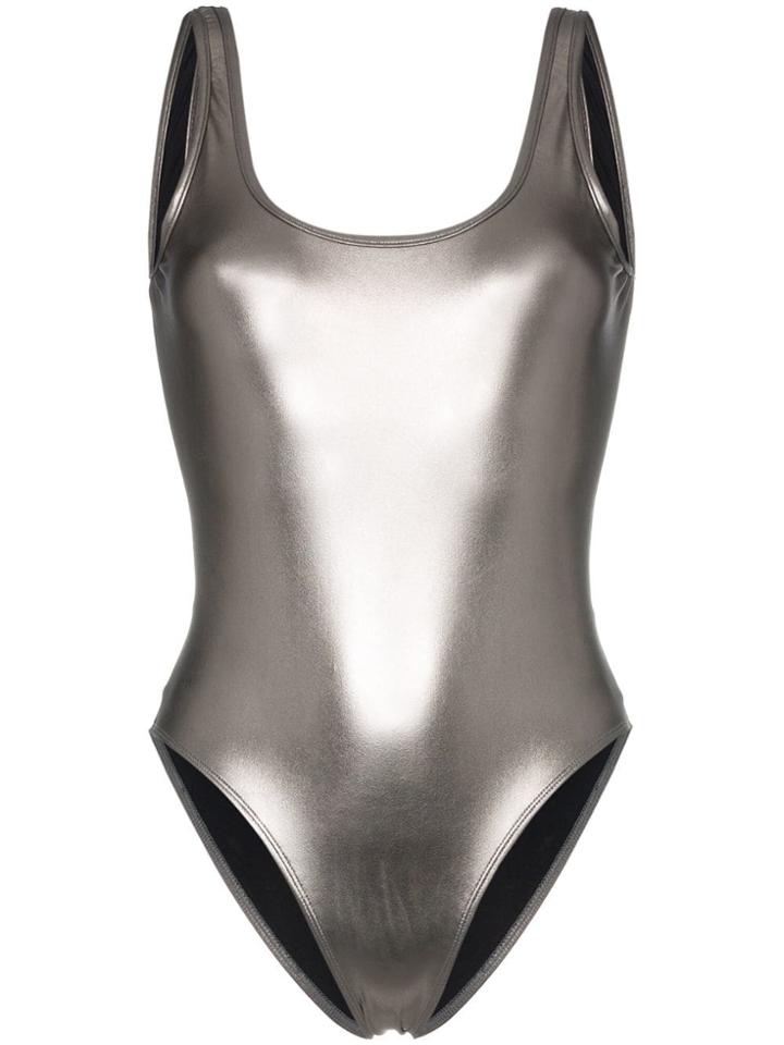 Beth Richards Scoop Neck Tie Back Swimsuit - Grey