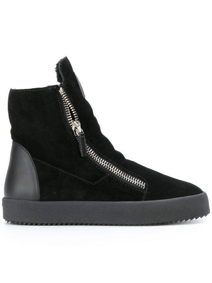 Giuseppe Zanotti Design Shearling Lined Hi-top Sneakers - Black