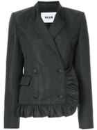 Msgm Ruched Trim Double Breasted Blazer - Black