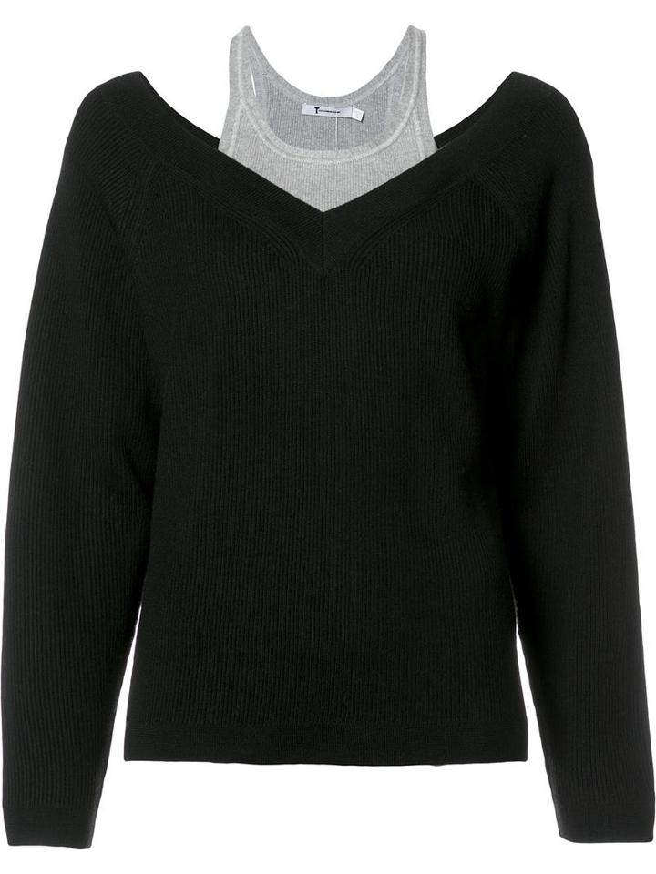 T By Alexander Wang Jumper With Inner Tank, Women's, Size: Xs, Black, Cotton/merino